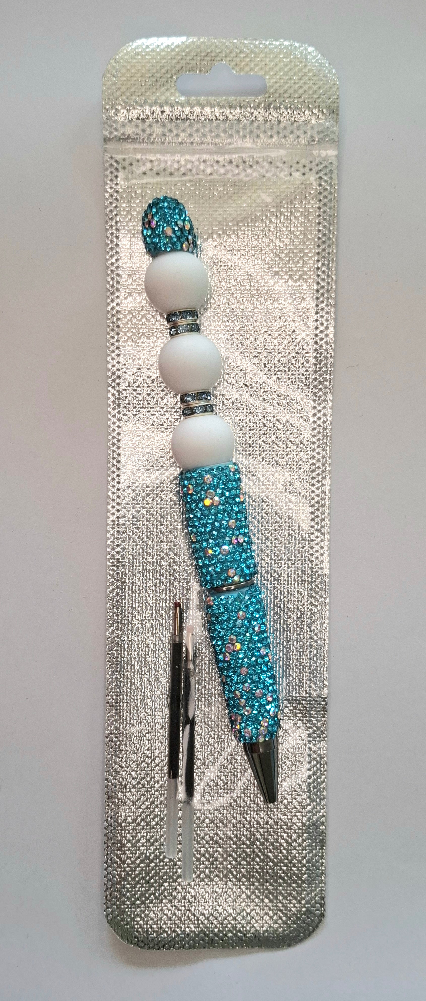Stylo strass bleu