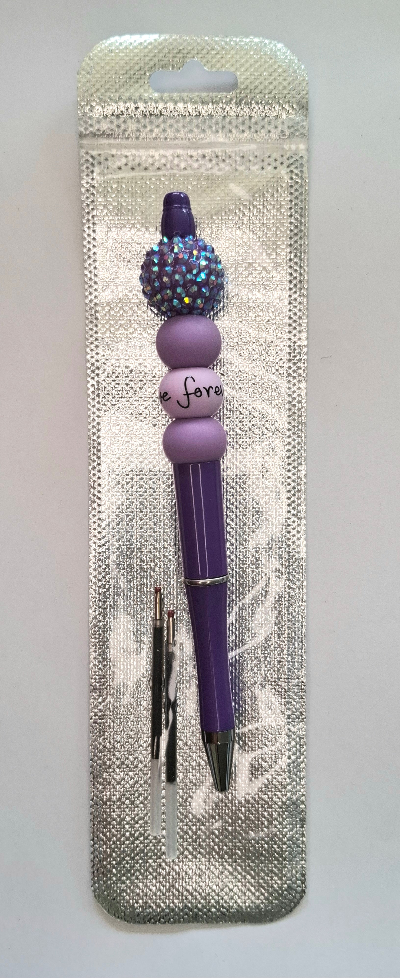 Stylo love forever violet et strass