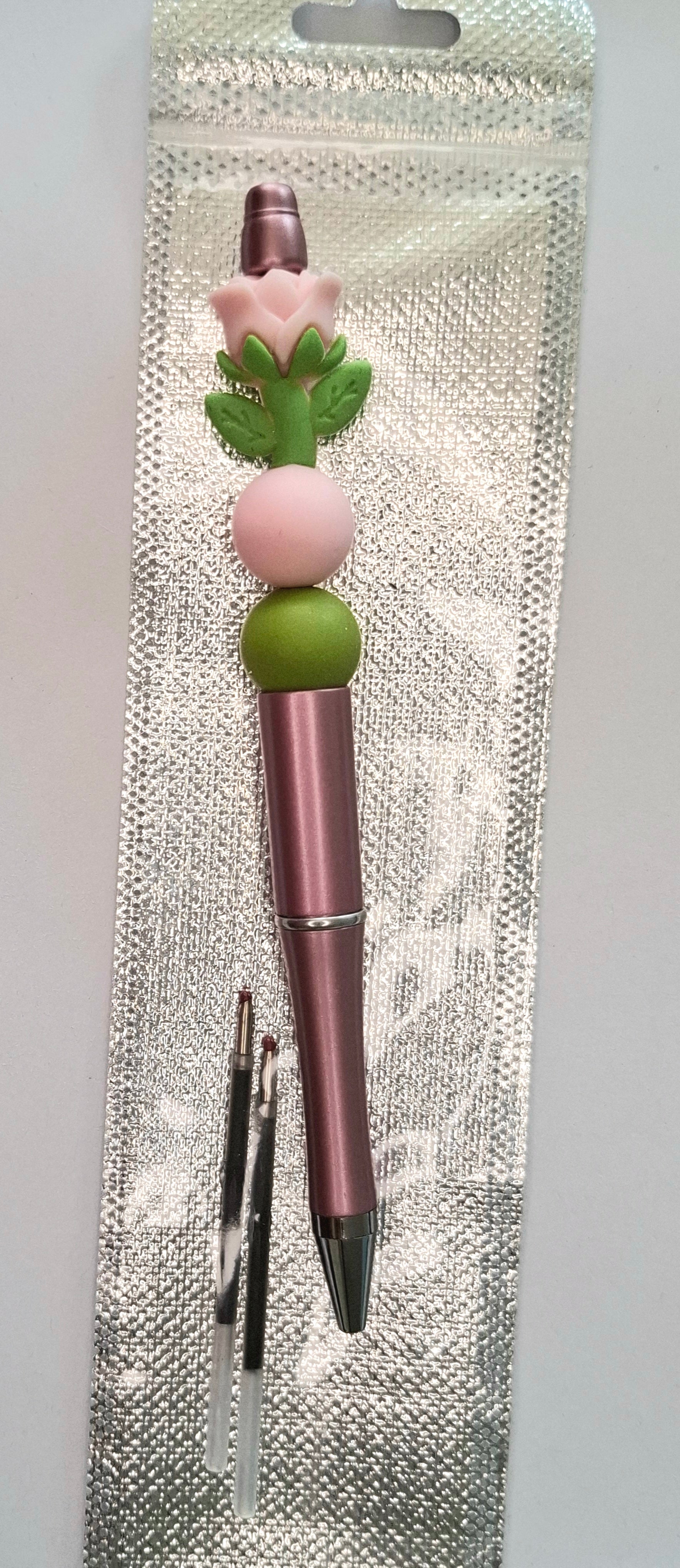 Stylo douce fleur rose