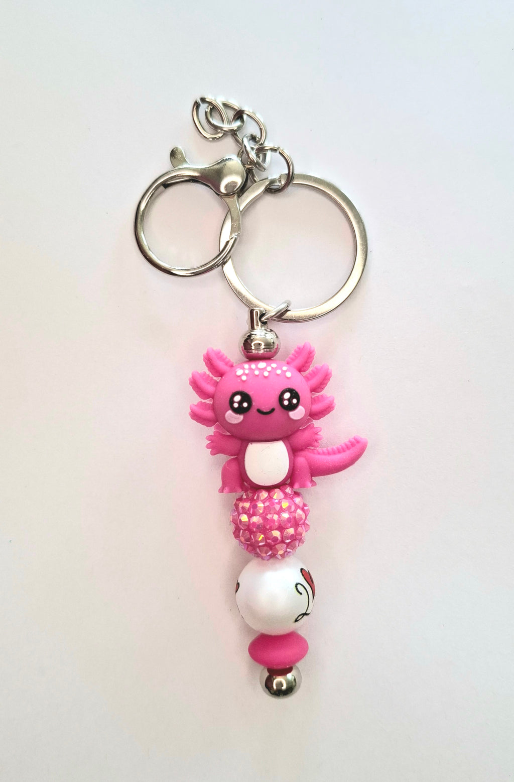 porte clés bijou de sac Axolotl Love rose