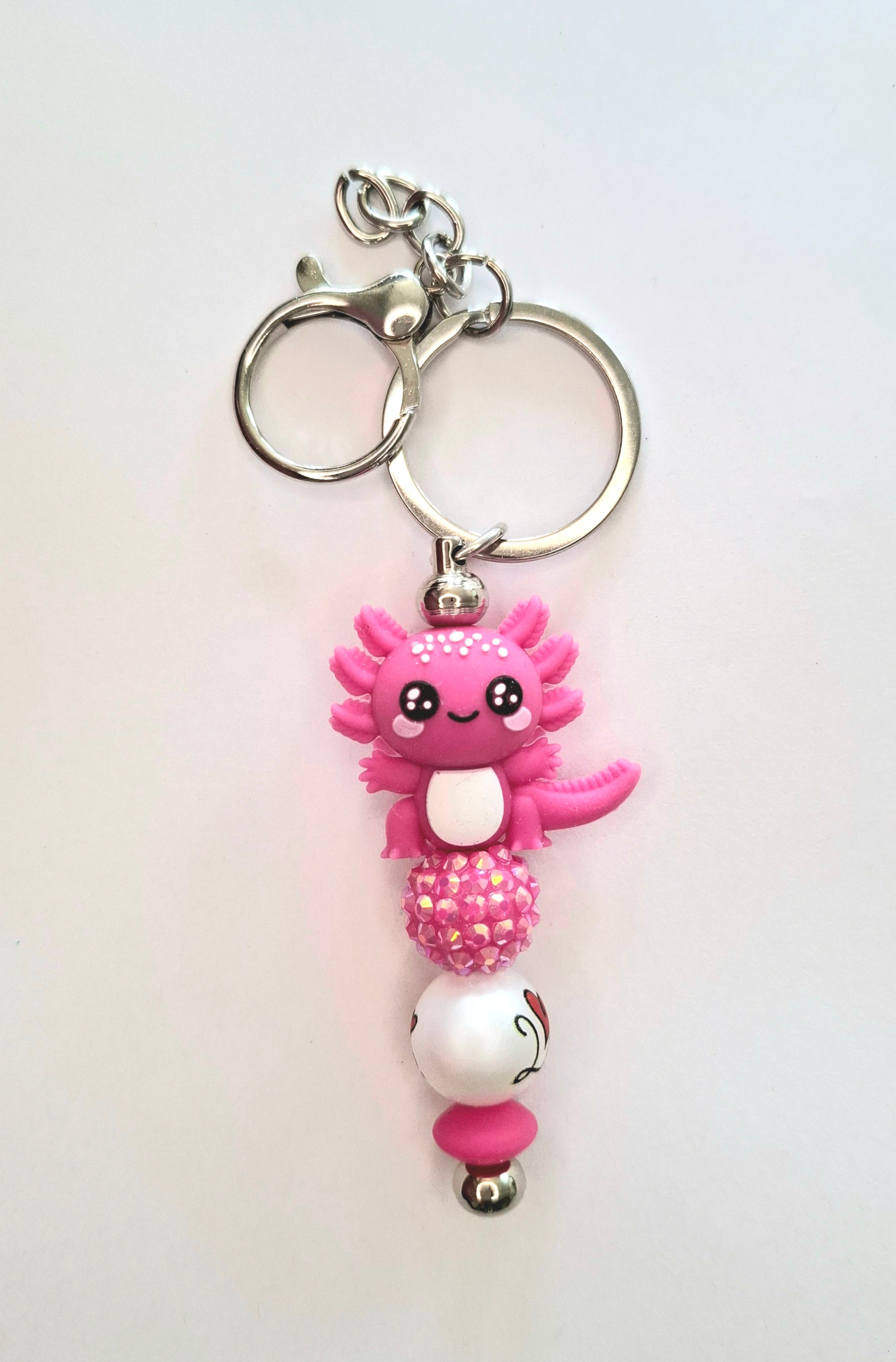 porte clés bijou de sac Axolotl Love rose