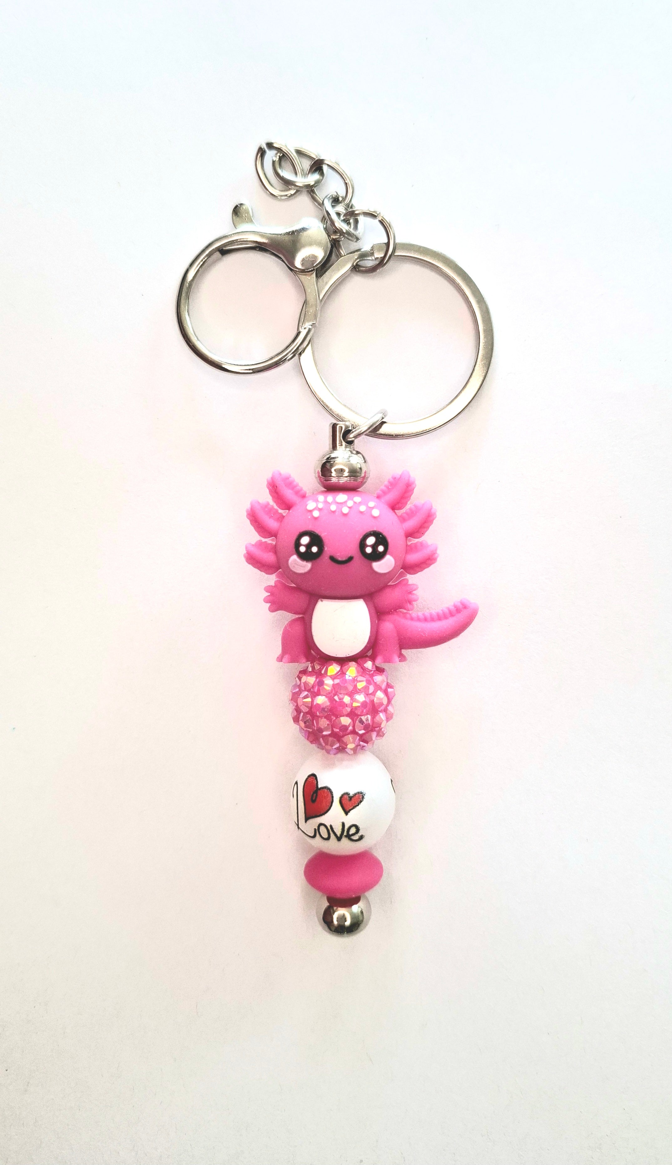 porte clés bijou de sac Axolotl Love rose