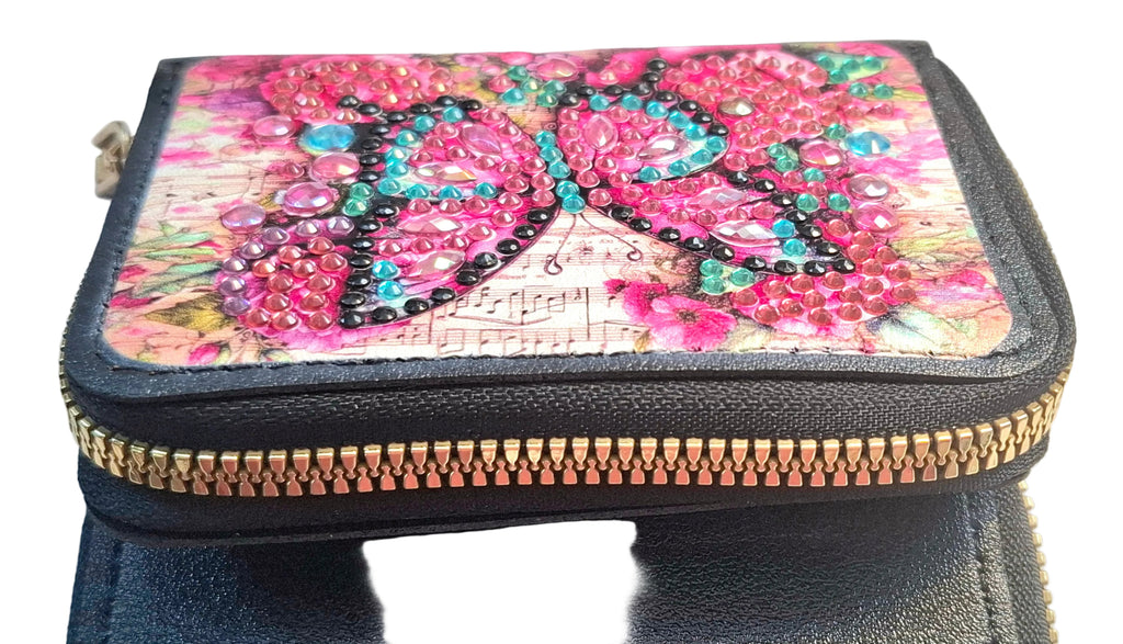 porte cartes papillon rose